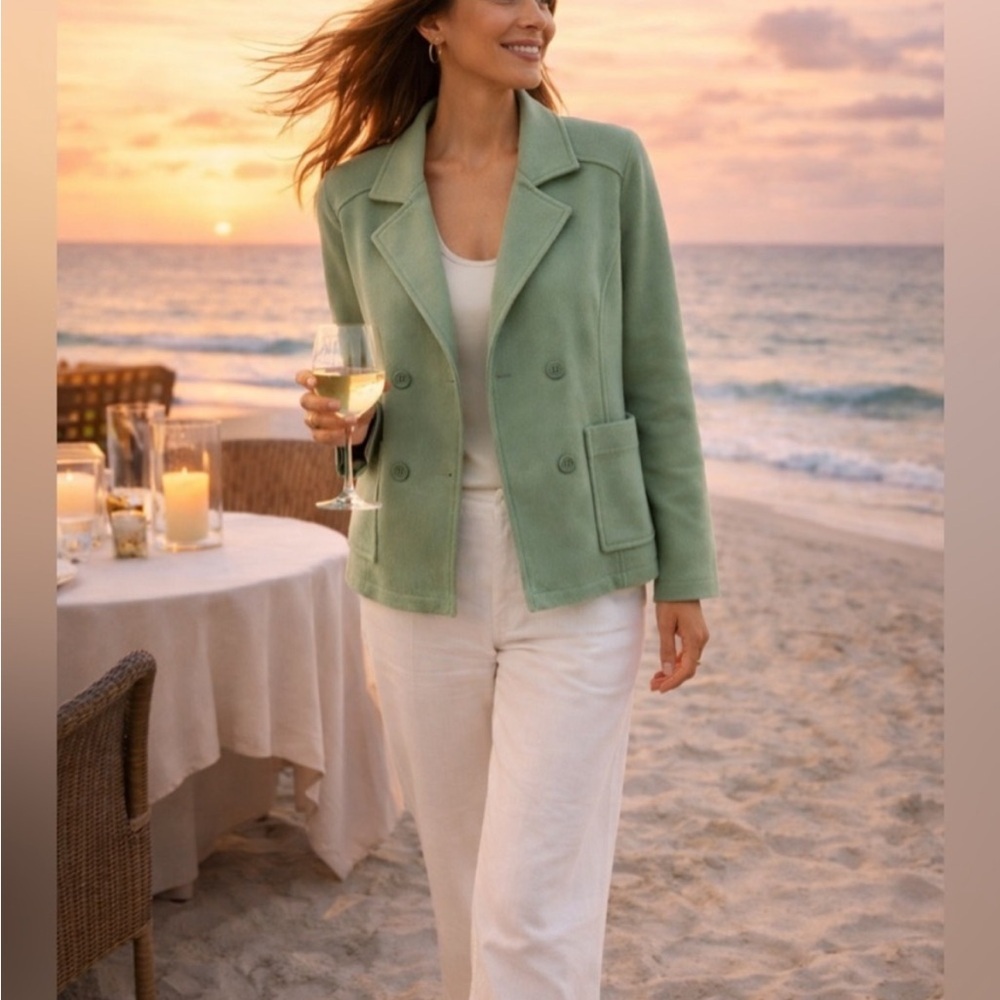 Tommy Bahama Marina Del Mar Peacoat Tropical Fern Cotton Jacket NWT Sz Med and S - Picture 5 of 15